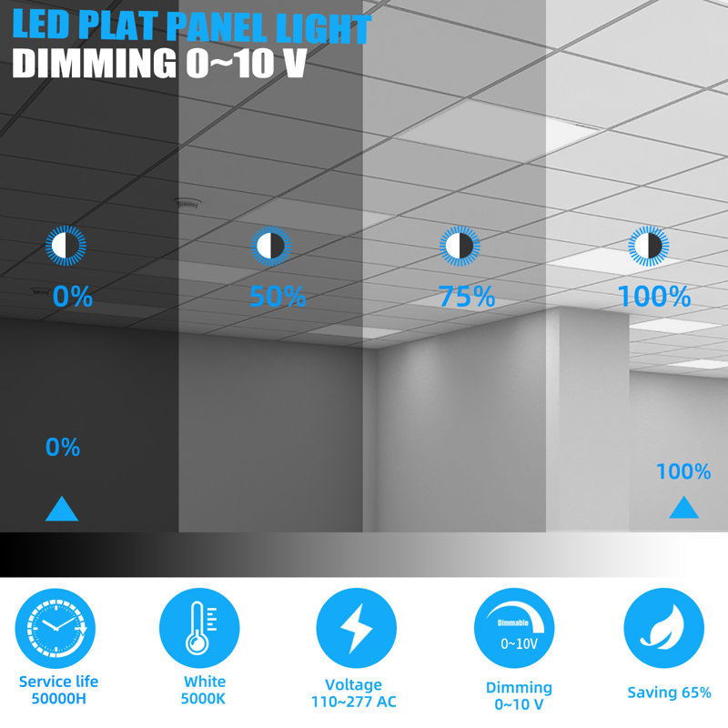WYZM 2 ft. x 2 ft. 5800 Lumens Integrated LED Panel Light, 5500K Wayfair
